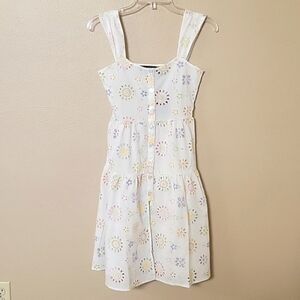 Vanessa Mooney The Willow Pastel Floral Eyelet Midi Dress - Size XXS